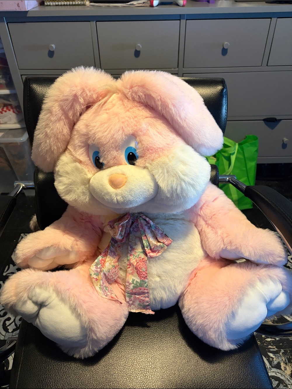 Super Plush Pink & White Bunny Stuffed Animal - Kids Toy - Picture 2 of 4